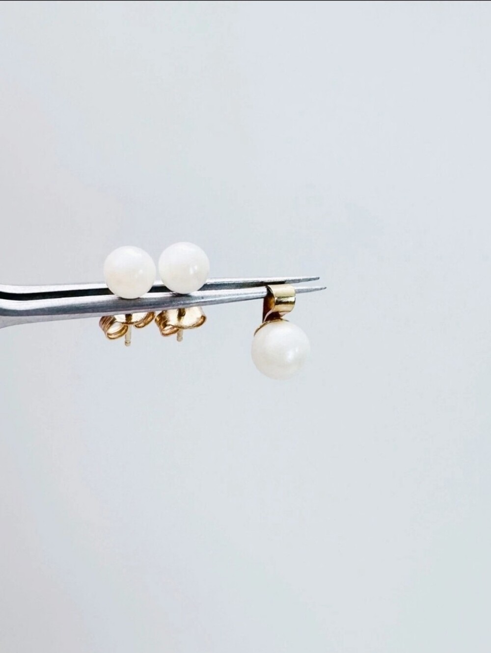 14k Solid Gold Freshwater Pearl Stud Earrings And Pendant Set